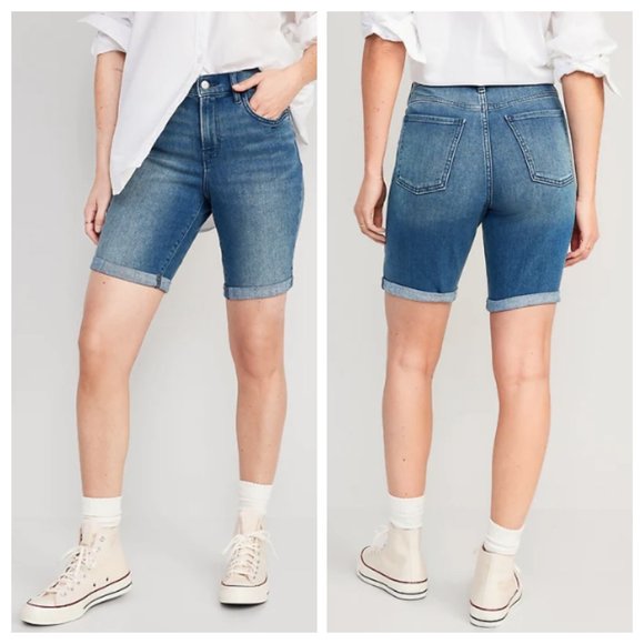Old Navy 9" Curvy Profile Denim Jean Shorts Size 6 Mid Rise - Picture 2 of 11